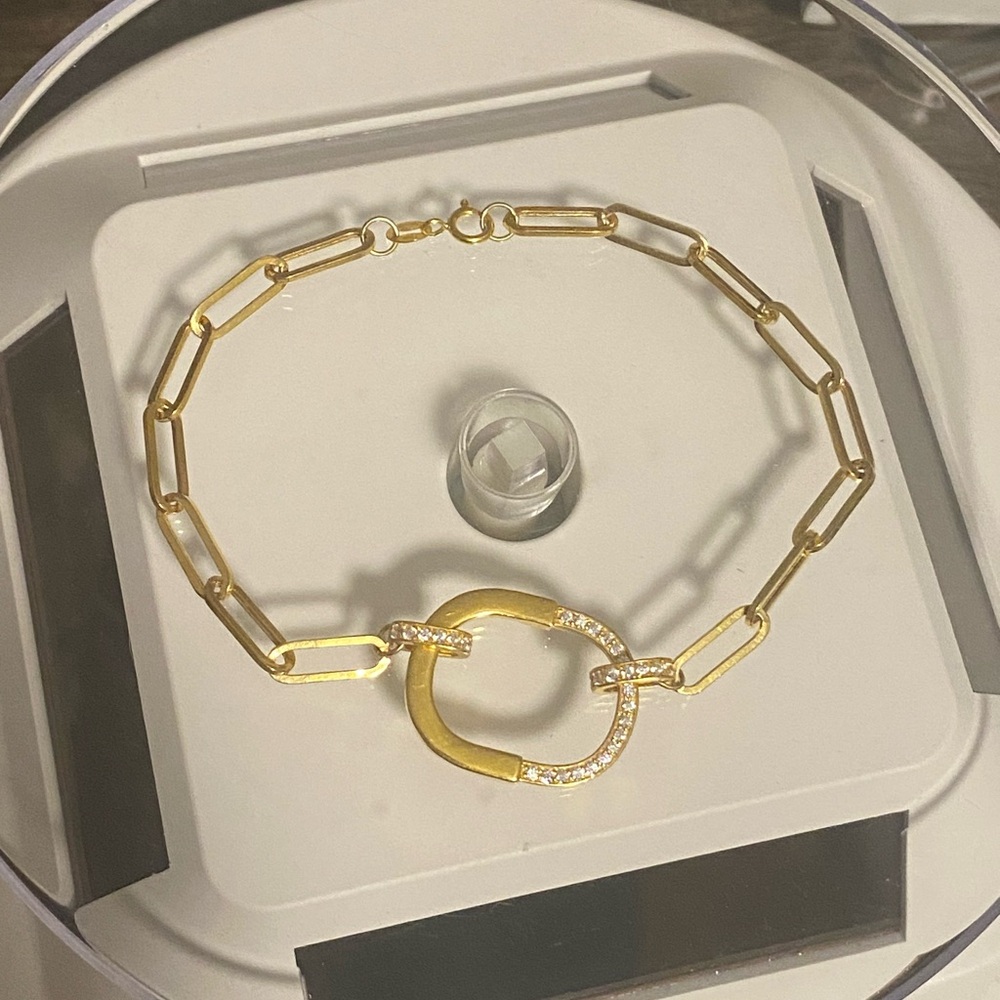 Real 18K Elegant Gold Bracelet with Russian Stone